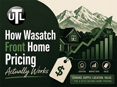 Wasatch Front home in Lehi Utah with a for-sale sign illustrating how local home pricing is set