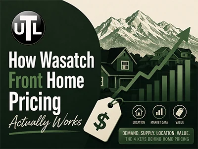 Wasatch Front home in Lehi Utah with a for-sale sign illustrating how local home pricing is set