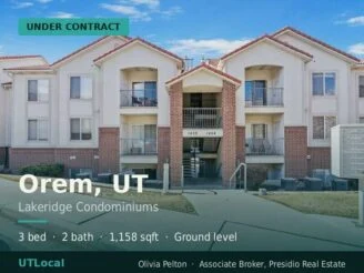 Under contract in Orem, UT — this ground-level Lakeridge condo found its buyer after 30 days on the market at $335,000. Three...