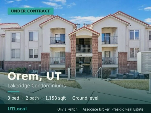 Under contract in Orem, UT — this ground-level Lakeridge condo found its buyer after 30 days on the market at $335,000. Three...