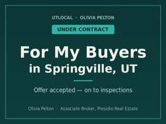 Under contract for my buyers in Springville, UT — after a day of touring homes, they found the one and their offer was accept...